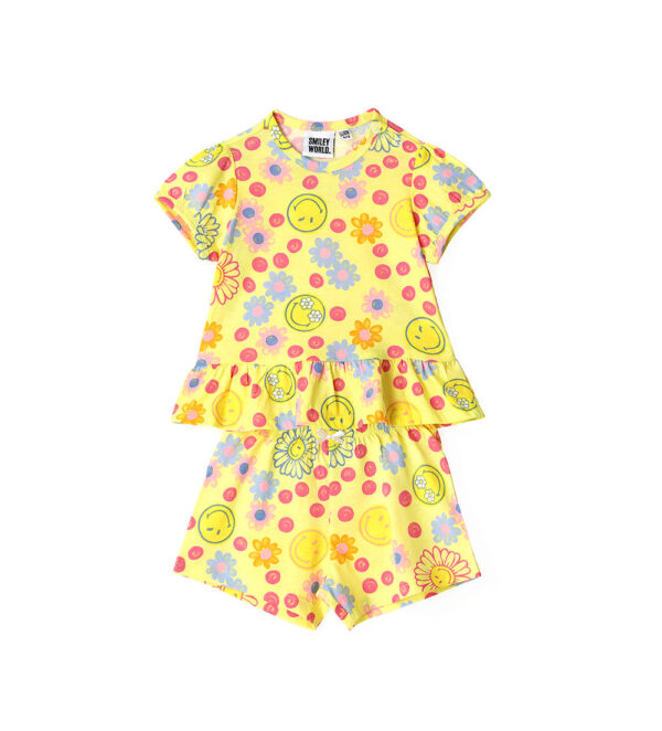 Good night baby girl smiley short pajamas 2