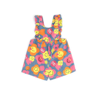 Jolla beach baby girl overalls with smiley print