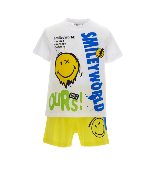 Good night boy short pajamas in smiley cotton