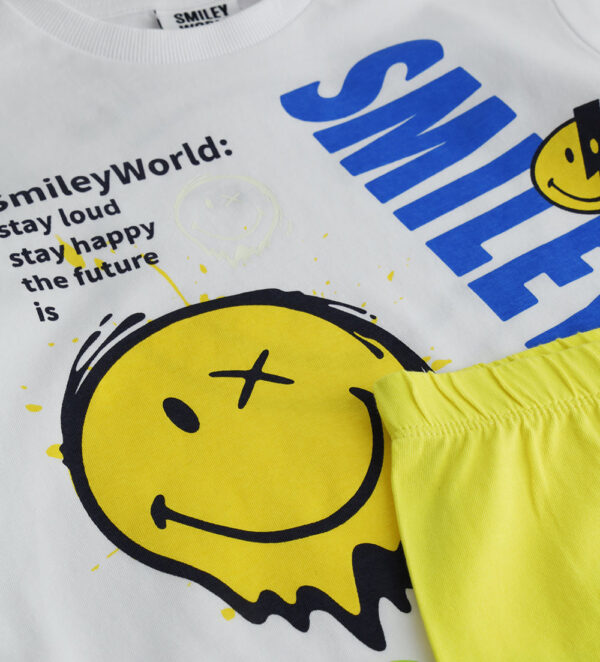 Good night boy short pajamas in smiley cotton – Image 3