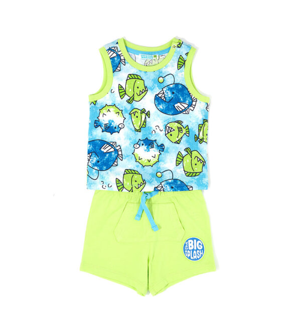 Shark shock baby boy tank top and shorts set – Image 4