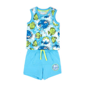 Shark shock baby boy tank top and shorts set