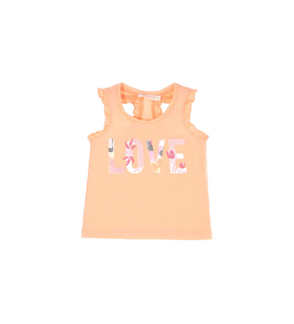 Peach sunrise baby girl tank top with ruffles 2 – Image 3
