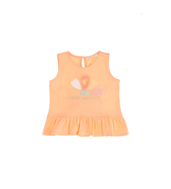 Peach sunrise baby girl tank top with ruffles 1 – Image 4