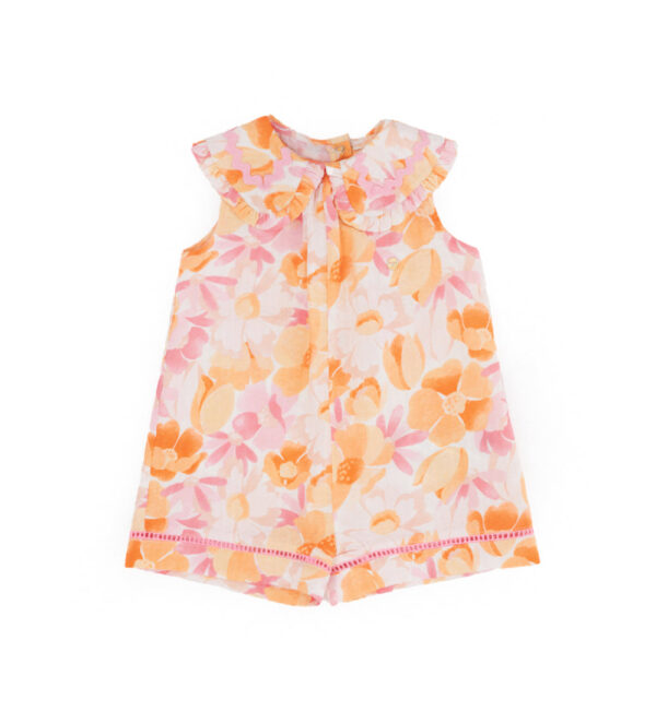 Peach Sunrise Baby girl Cotton Overalls