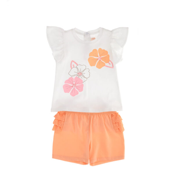 Peach sunrise baby girl t-shirt and short set 5 – Image 4