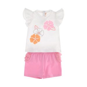 Peach sunrise baby girl t-shirt and short set 5