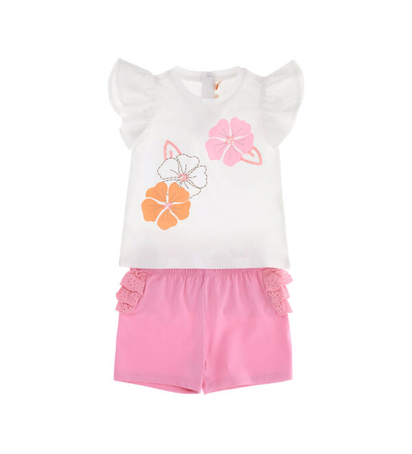 Peach sunrise baby girl t-shirt and short set 5