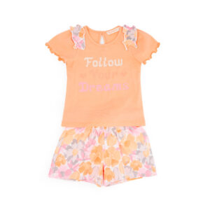 Peach sunrise baby girl t-shirt and short set 6