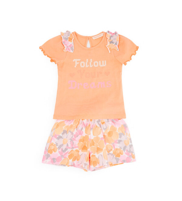 Peach sunrise baby girl t-shirt and short set 6