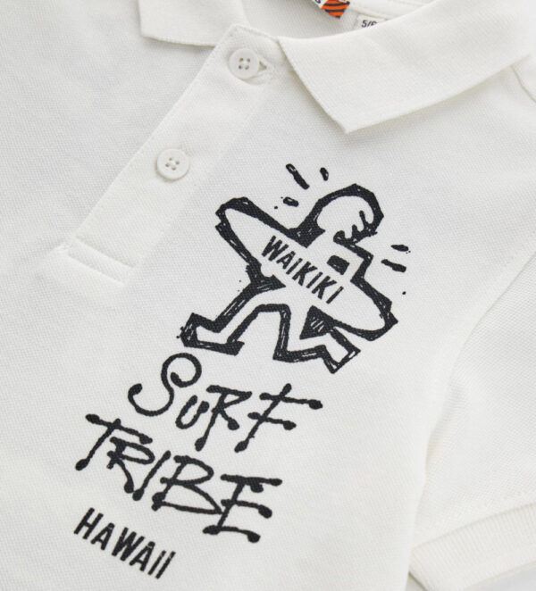Ethno beach  boy short sleeve polo shirt – Image 3
