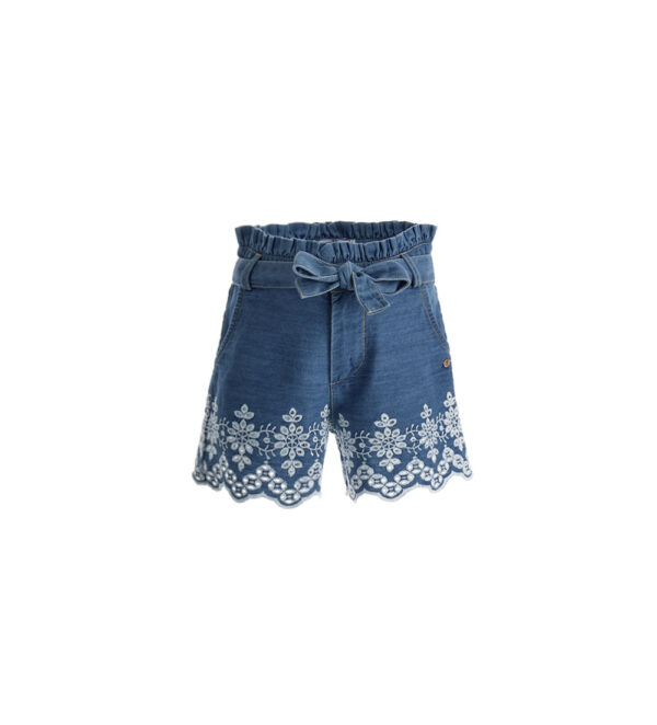Romantic Day Girl Bermuda Jeans With Embroidery