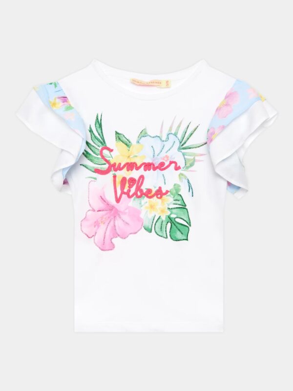 Tropical Pastel Girl Flower Print T-Shirt