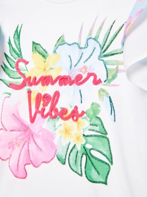 Tropical Pastel Girl Flower Print T-Shirt – Image 3