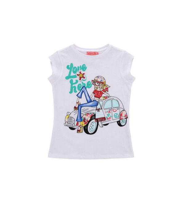 Ibiza's market girl t-shirt with rhinestones