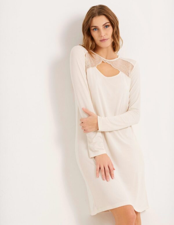 Modal / Lace Woman Long Sleeve Nightshirt – Image 2