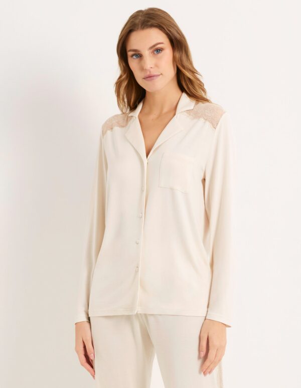 Modal / Lace Woman Long Sleeve T Shirt 1