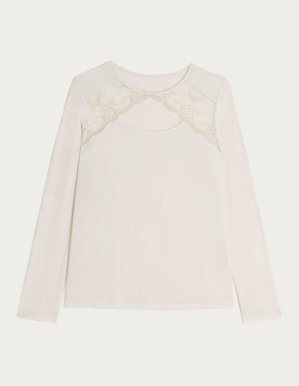Modal / Lace Woman Long Sleeve T Shirt 2 – Image 3