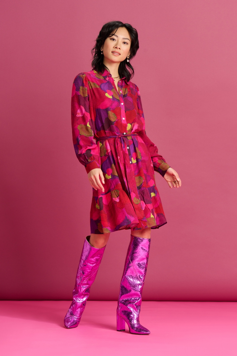 DRESS – Brushwork Fiery Pink