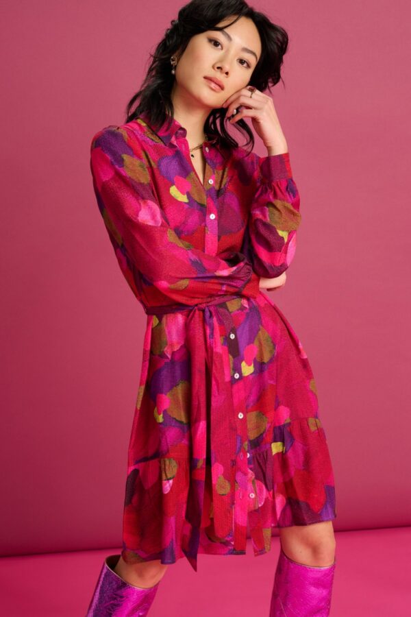 DRESS - Brushwork Fiery Pink – Image 3