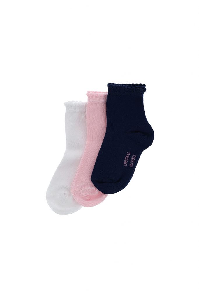 Basico spring baby girl tri-pack socks with logo