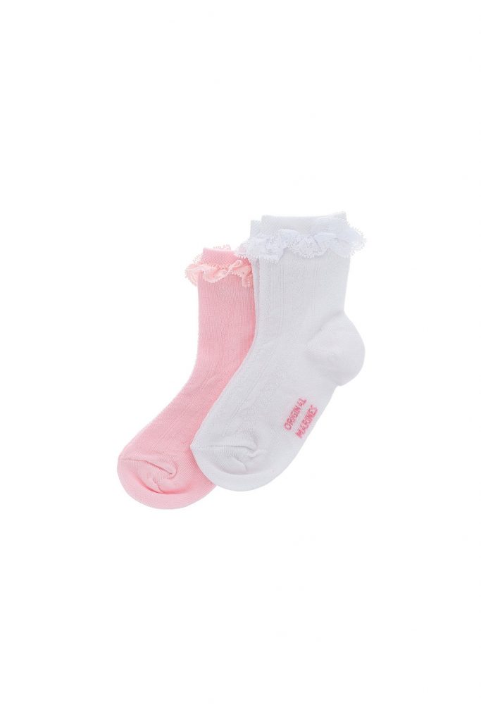 Basico spring baby girl bi-pack socks with ruffles