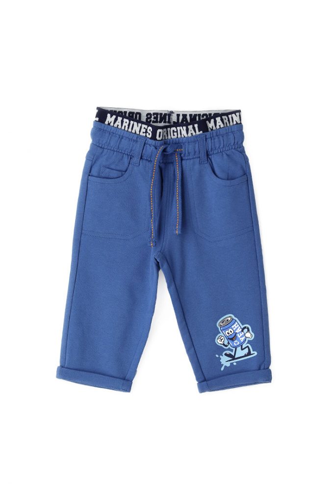 Indigo varsity baby boy trousers with print