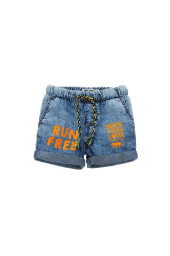 Neon explorer baby boy bermuda in cotton denim
