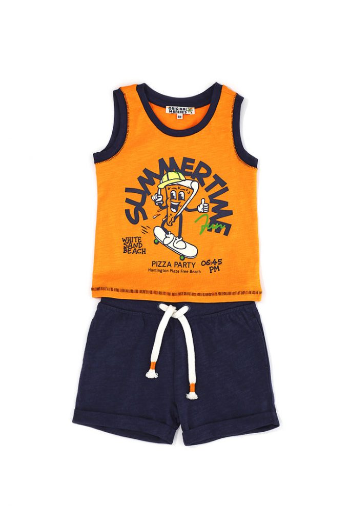 Neon explorer baby boy tank top and shorts set 1