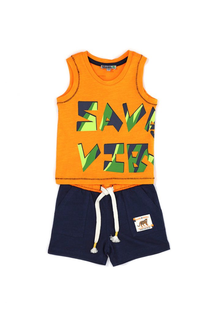 Neon explorer baby boy tank top and shorts set 3