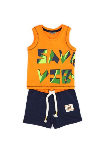 Neon explorer baby boy tank top and shorts set 3