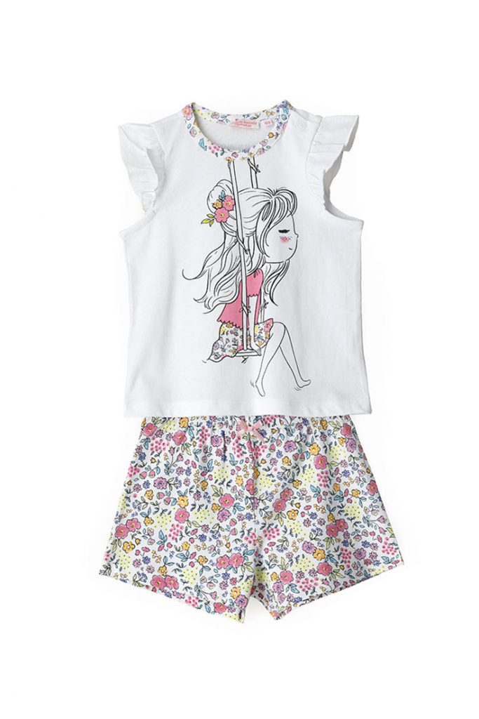 Good night baby girl short pajamas in cotton 3