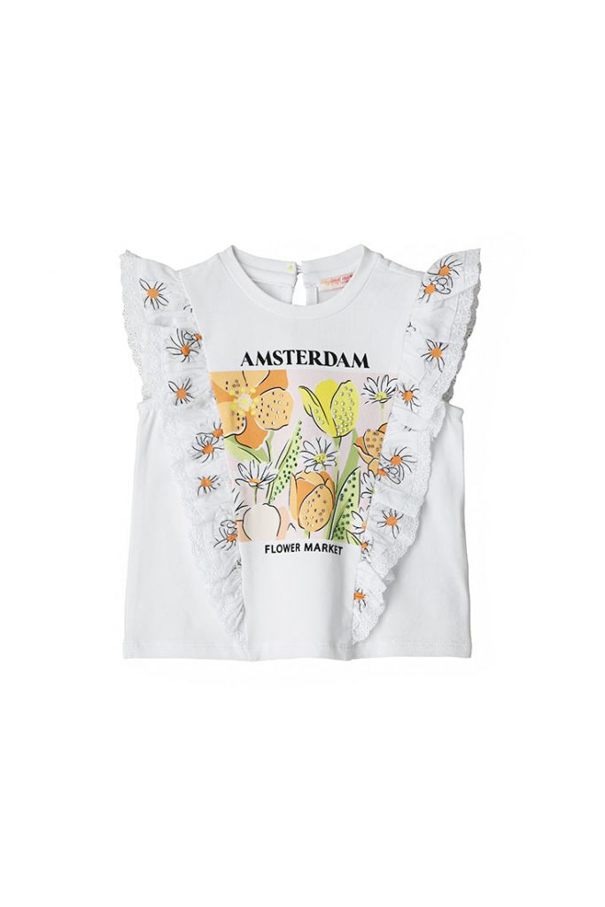 Flower market baby girl t-shirt with ruffles 4