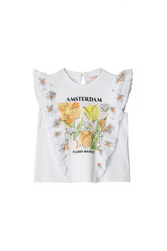 Flower market baby girl t-shirt with ruffles 4