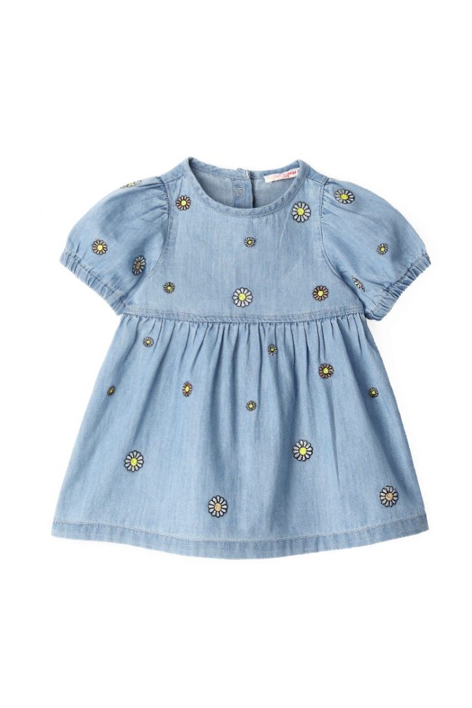 Flower market baby girl denim dress