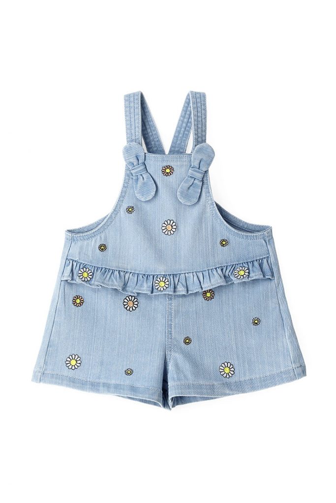 Flower market baby girl denim dungarees