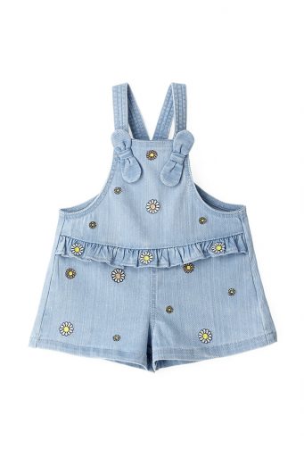 Flower market baby girl denim dungarees