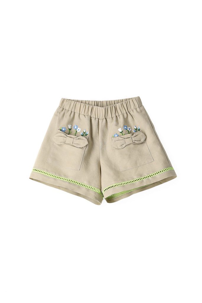 Growing up baby girl linen blend shorts