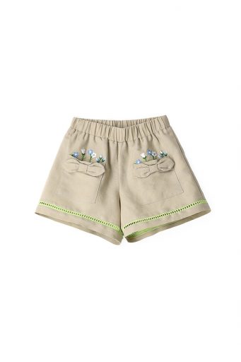 Growing up baby girl linen blend shorts
