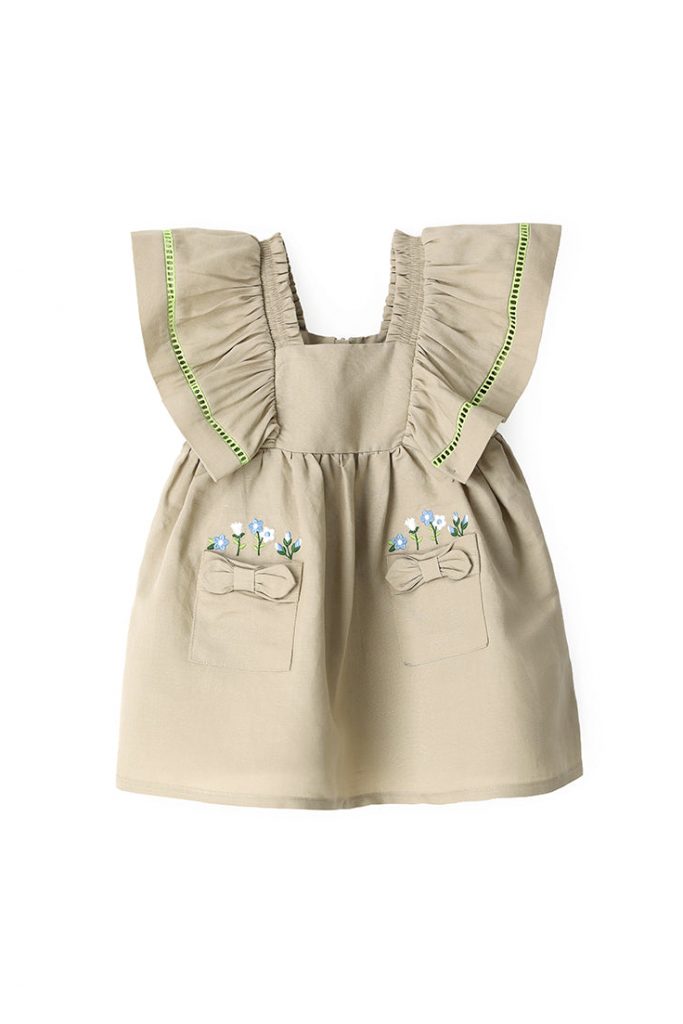 Growing up baby girl dress in linen blend
