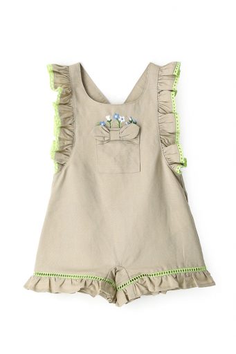 Growing up baby girl linen blend dungarees