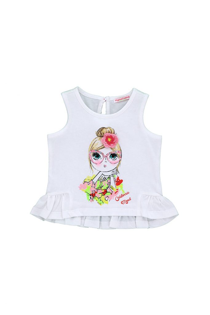 California mood baby girl tank top with ruffles