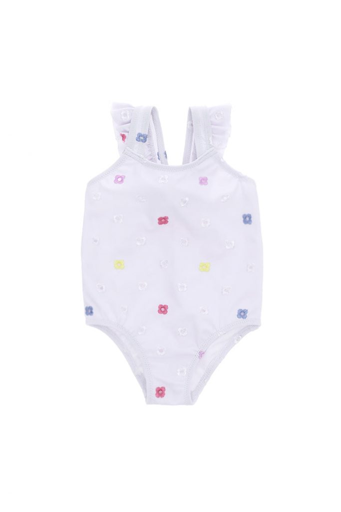 Beachwear baby girl one-piece swimsuit with volant 1