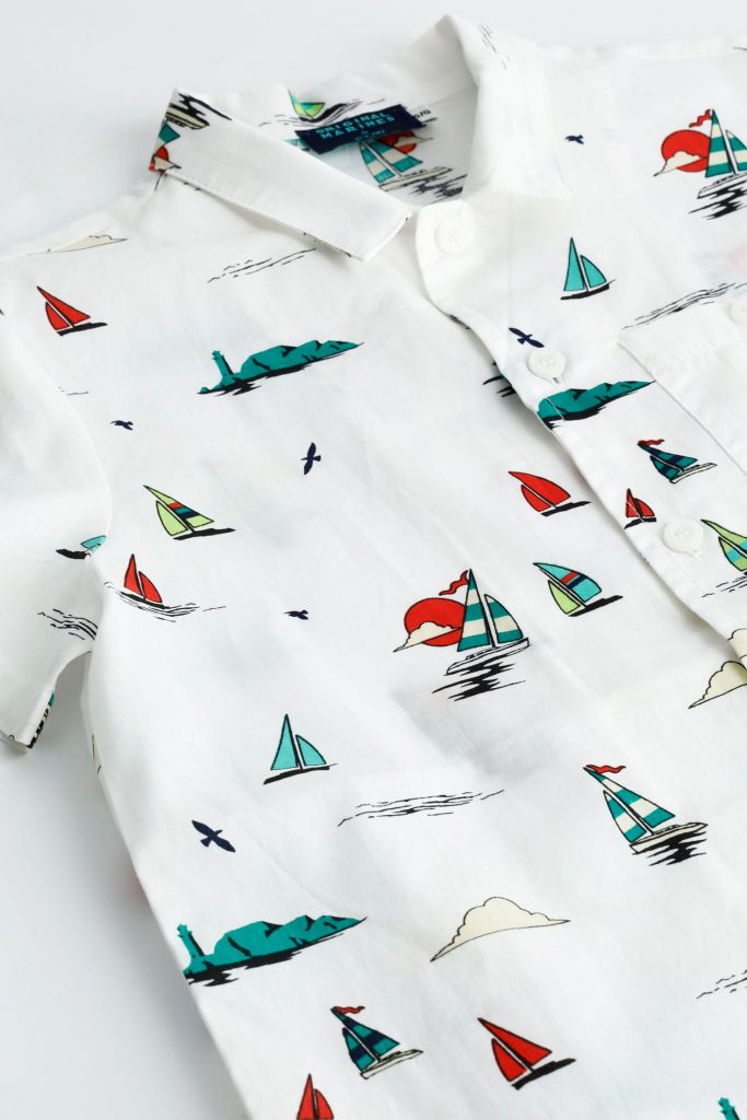 Ocean side boy short sleeved shirt