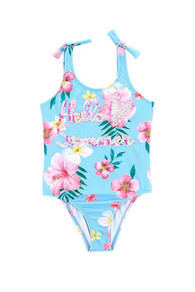 Beachwear Girl One Piece Swimsuit With Sequins