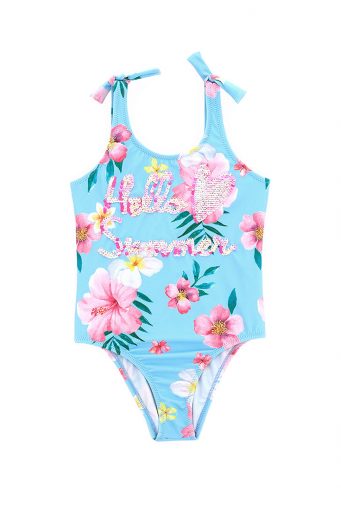 Beachwear Girl One Piece Swimsuit With Sequins