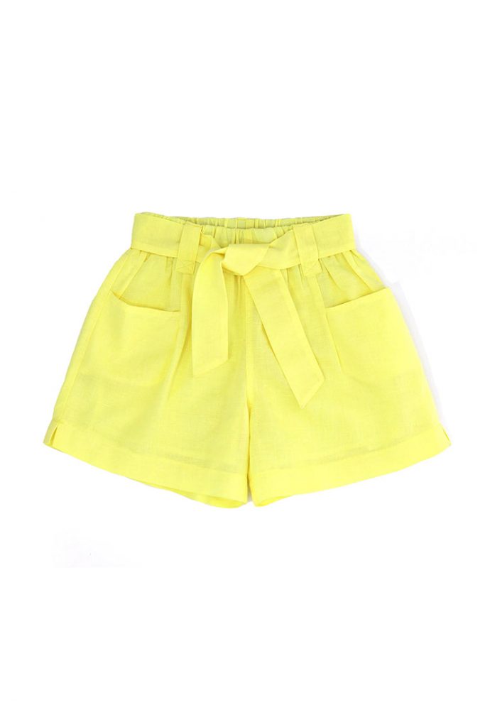 Tropical pastel girl linen shorts