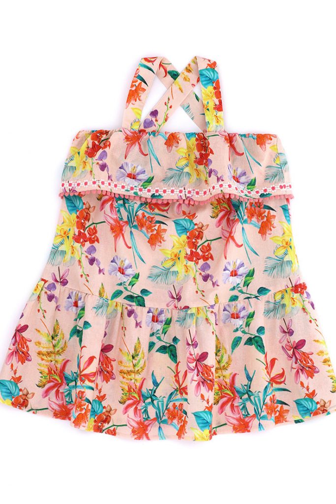 Ibiza’s market girl dress in linen blend