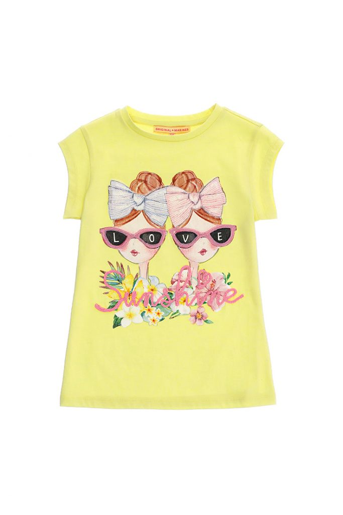 Tropical pastel girl t-shirt with glitter