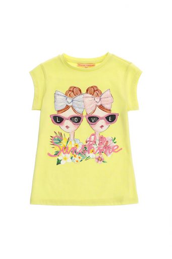 Tropical pastel girl t-shirt with glitter